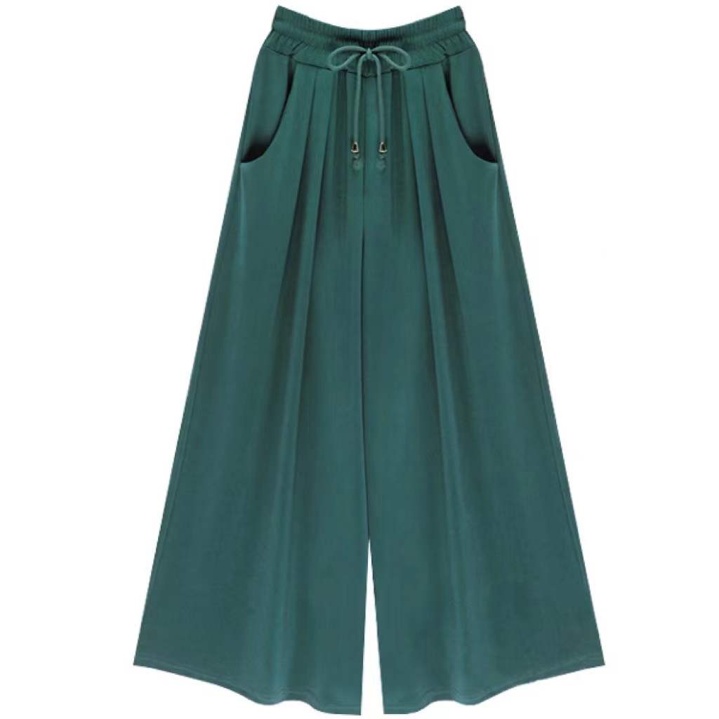 Evelyn Pleated Casual Wide Cropped Pants Bottoms Claire & Clara Green US 0