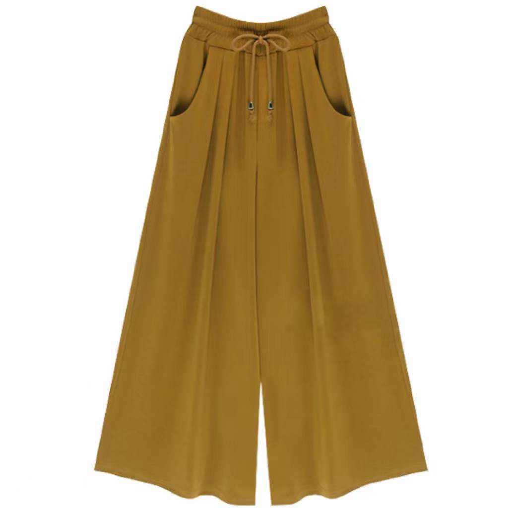 Evelyn Pleated Casual Wide Cropped Pants Bottoms Claire & Clara Mustard US 0