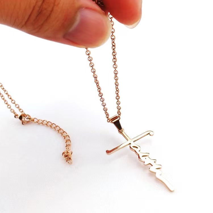Faith Cross Necklace Necklace Claire & Clara Rose Gold