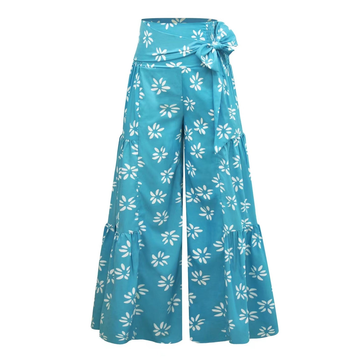 Floral Lace-up Casual Wide Leg Pants Bottoms Claire & Clara Style 1 S