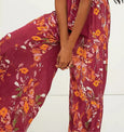 Floral Lace-up Casual Wide Leg Pants Bottoms Claire & Clara Style 12 S
