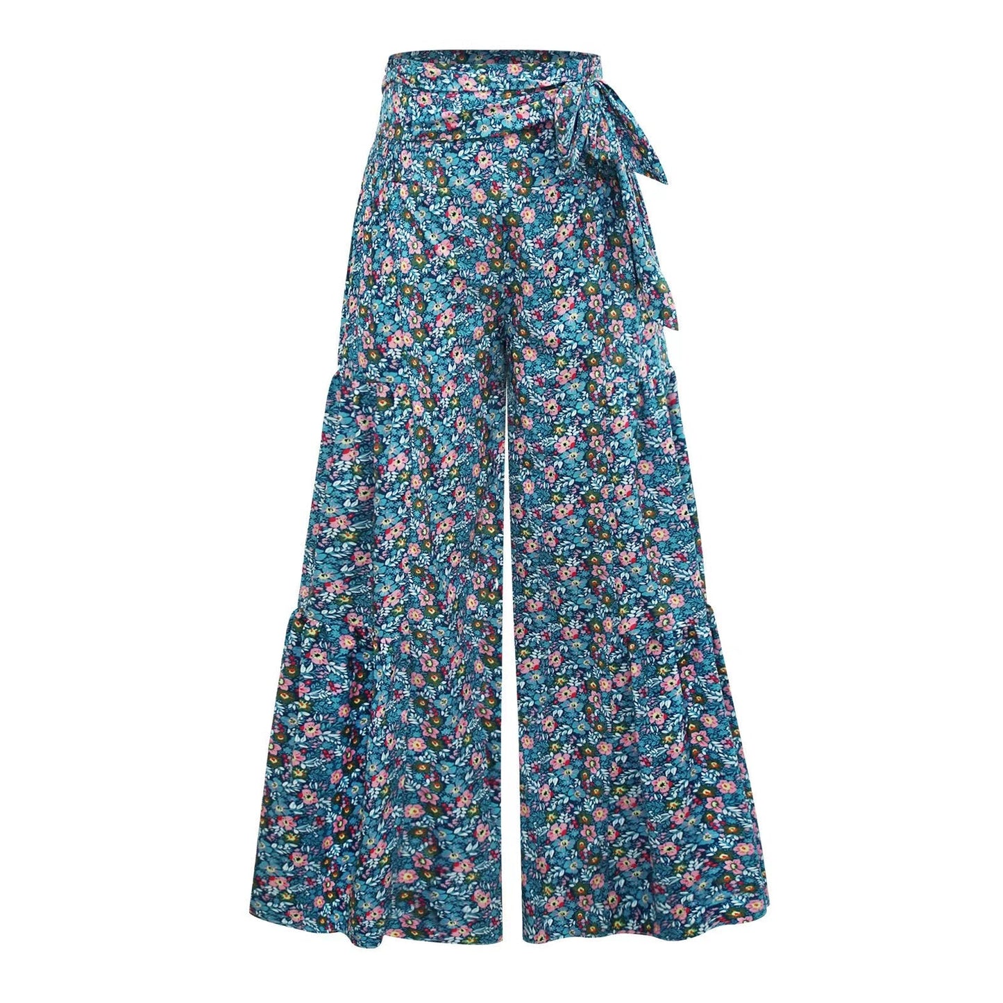 Floral Lace-up Casual Wide Leg Pants Bottoms Claire & Clara Style 3 S