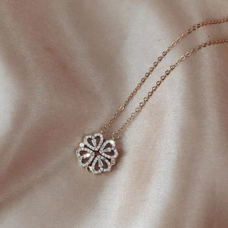 Four Leaf Heart Shape Detachable Necklace Necklace Claire & Clara Gold