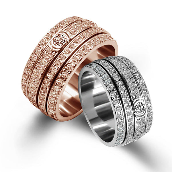 Full Diamond Rotatable Anxiety Relief Ring Rings Claire & Clara