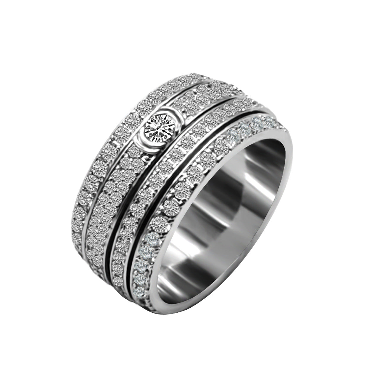 Full Diamond Rotatable Anxiety Relief Ring Rings Claire & Clara Silver 6