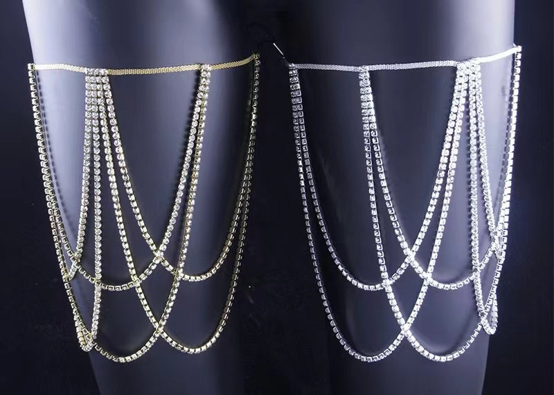 Glitter Rhinestone Multi-layer Thigh Chain Anklet Claire & Clara