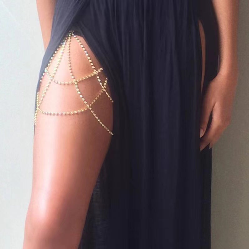 Glitter Rhinestone Multi-layer Thigh Chain Anklet Claire & Clara Gold