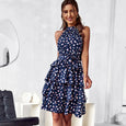 Halterneck Polka Dot A Line Dress Dresses Claire & Clara Blue S