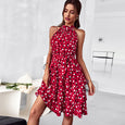 Halterneck Polka Dot A Line Dress Dresses Claire & Clara Red S