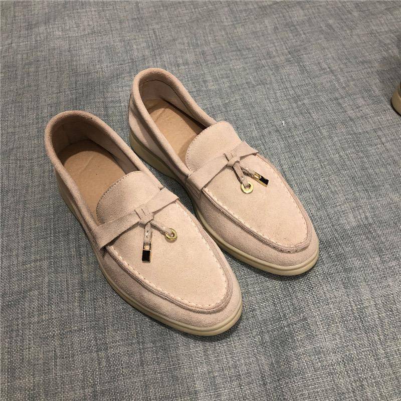 Hanged Metal Slip-on Loafers Shoes Shoes Claire & Clara US 4.5 Cream