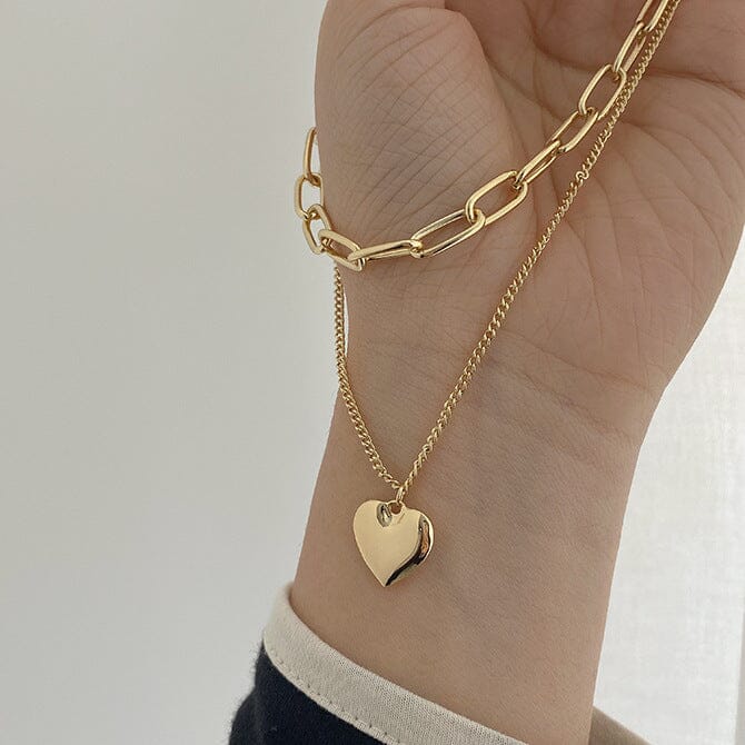 Heart Hip-Hop Double Layer Necklace Necklace Claire & Clara