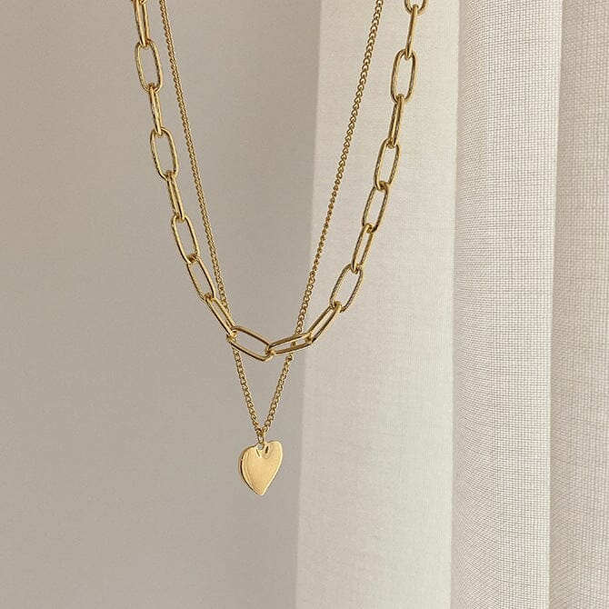 Heart Hip-Hop Double Layer Necklace Necklace Claire & Clara