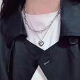 Heart Hip-Hop Double Layer Necklace Necklace Claire & Clara Silver