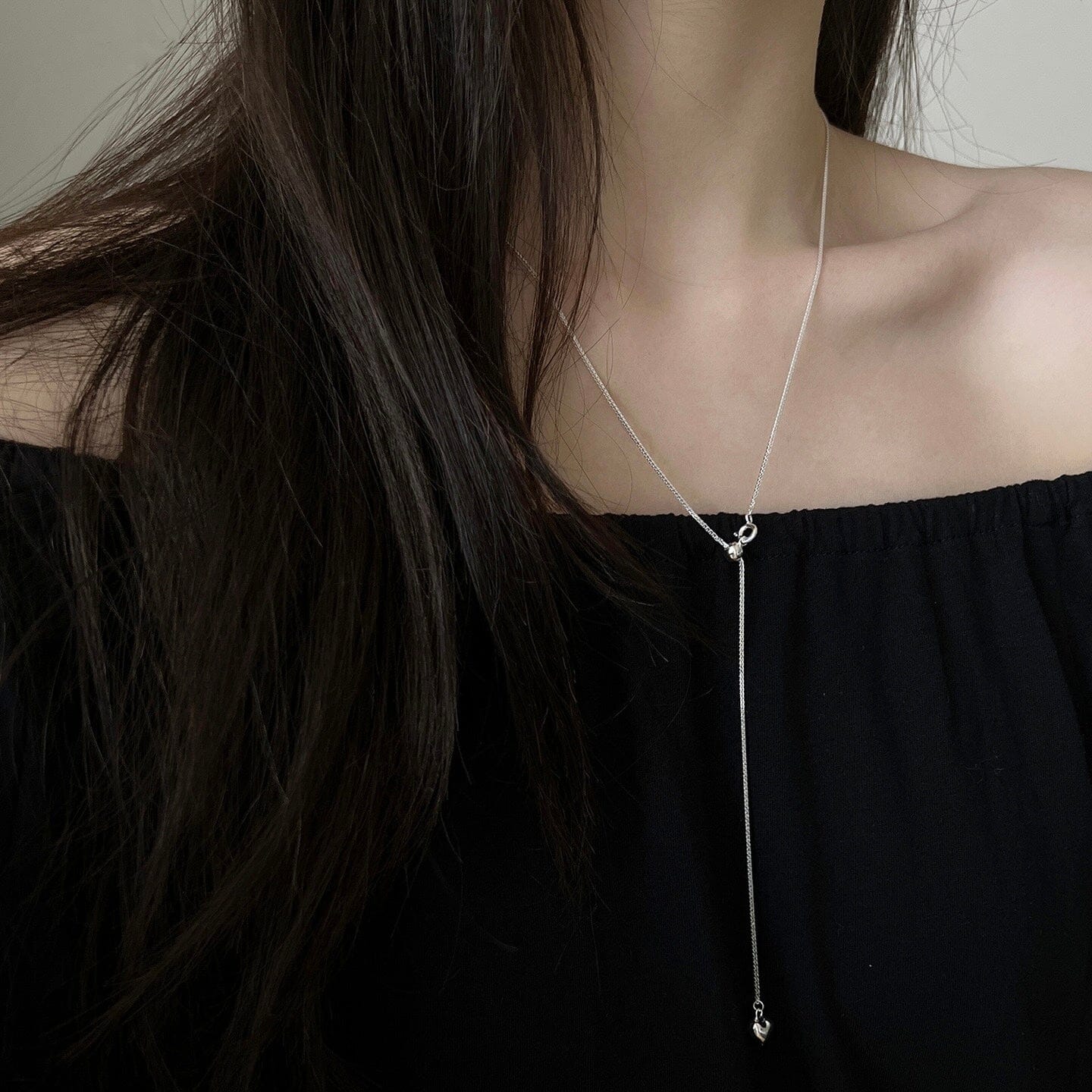 Heart Silver Y Necklace Necklace Claire & Clara