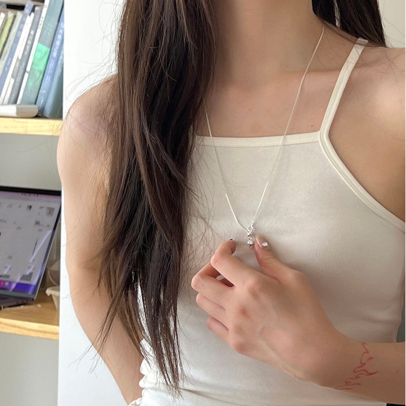 Heart Silver Y Necklace Necklace Claire & Clara