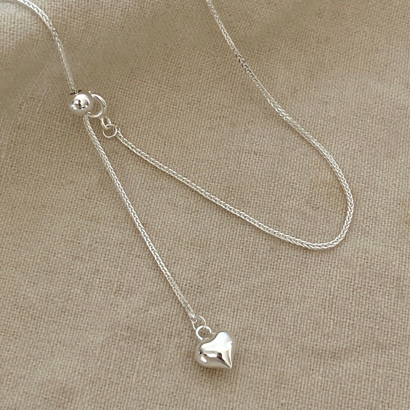 Heart Silver Y Necklace Necklace Claire & Clara Silver