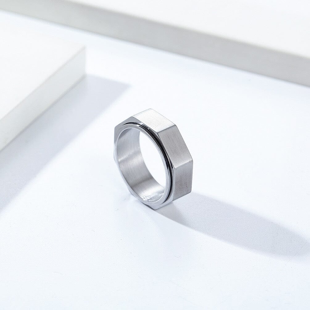 Hex Nut Titanium Steel Anxiety Relief Ring Ring Claire & Clara Steel 7