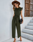 High Stretch Sleeveless Ruffle Wide Leg Jumpsuit Jumpsuits & Rompers Claire & Clara