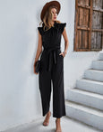 High Stretch Sleeveless Ruffle Wide Leg Jumpsuit Jumpsuits & Rompers Claire & Clara