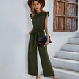 High Stretch Sleeveless Ruffle Wide Leg Jumpsuit Jumpsuits & Rompers Claire & Clara Army Green S