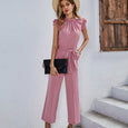 High Stretch Sleeveless Ruffle Wide Leg Jumpsuit Jumpsuits & Rompers Claire & Clara Pink S