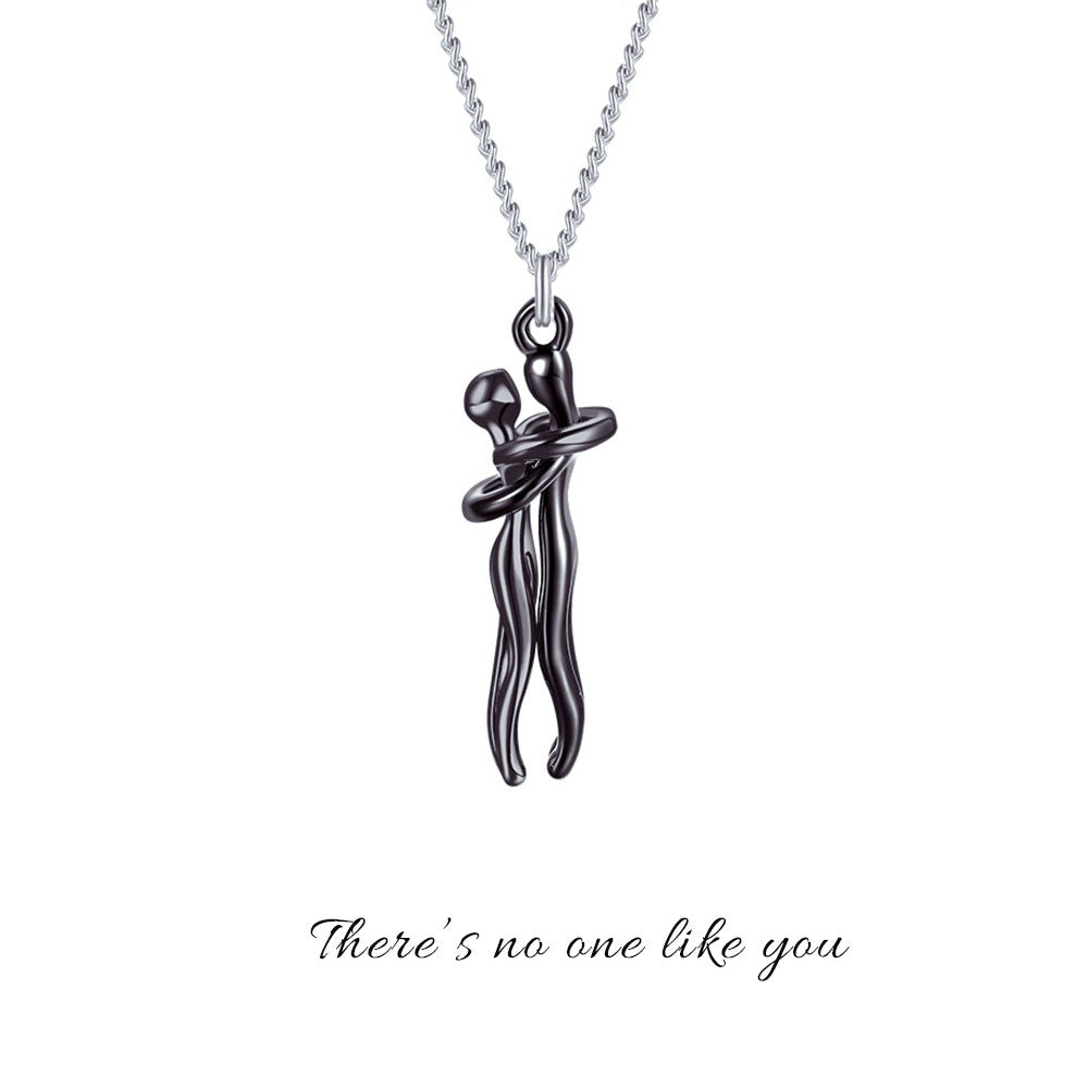 Hug Couple Necklace Necklaces Claire & Clara Black