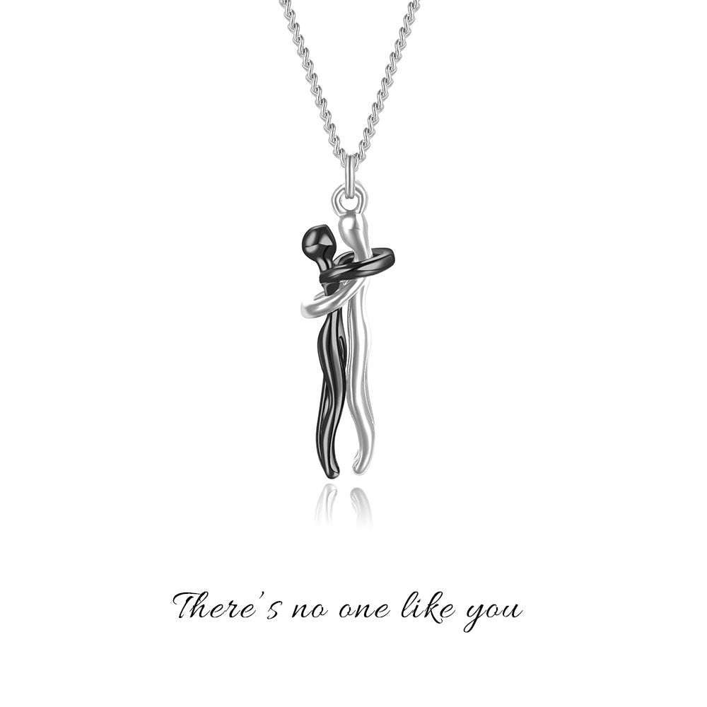 Hug Couple Necklace Necklaces Claire & Clara Black & Silver