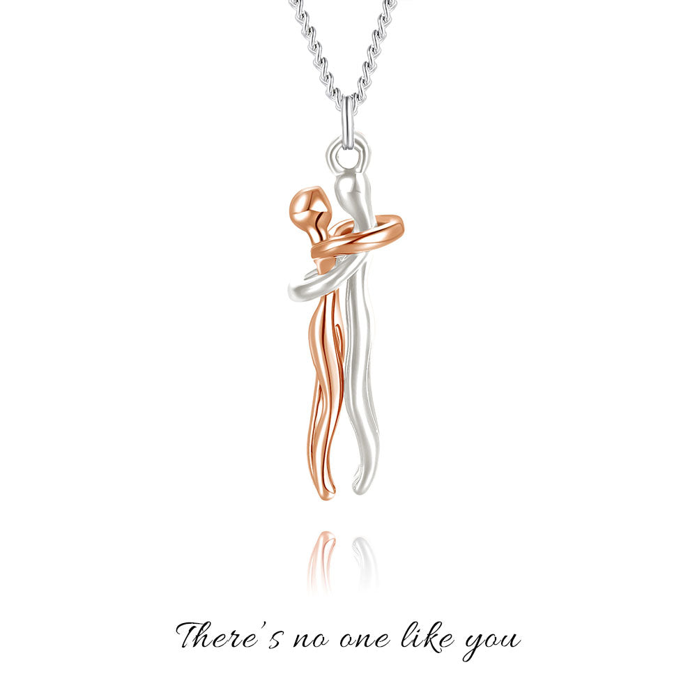Hug Couple Necklace Necklaces Claire & Clara Rose Gold & Silver