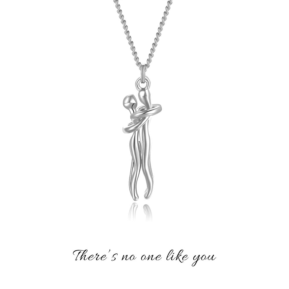 Hug Couple Necklace Necklaces Claire & Clara Silver