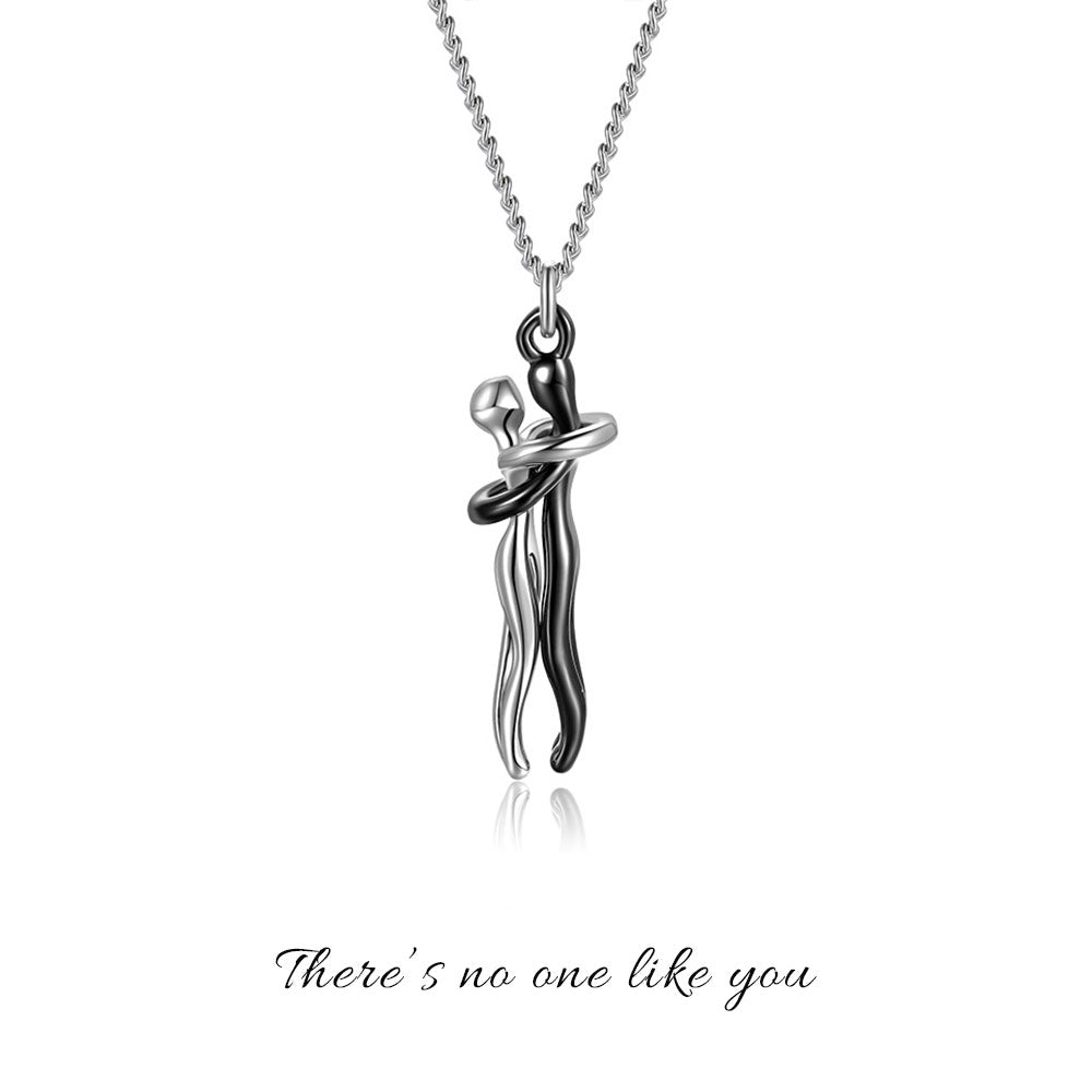 Hug Couple Necklace Necklaces Claire & Clara Silver & Black