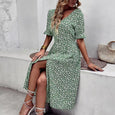 Judith Floral V-Neck Ruffle Sleeve Buttoned Dress Dresses Claire & Clara