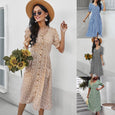 Judith Floral V-Neck Ruffle Sleeve Buttoned Dress Dresses Claire & Clara