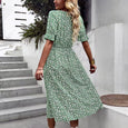 Judith Floral V-Neck Ruffle Sleeve Buttoned Dress Dresses Claire & Clara