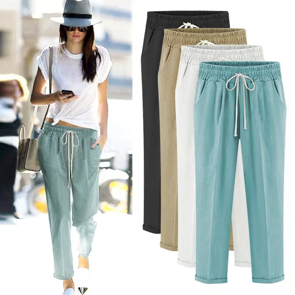 Judith Solid Color Lace Up Casual Pants Bottoms Claire & Clara 