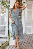 Julia Floral Summer V-Neck Wrap Dress Dresses Claire & Clara