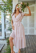 Julia Floral Summer V-Neck Wrap Dress Dresses Claire & Clara