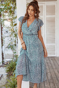 Julia Floral Summer V-Neck Wrap Dress Dresses Claire & Clara