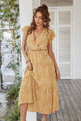 Julia Floral Summer V-Neck Wrap Dress Dresses Claire & Clara