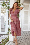 Julia Floral Summer V-Neck Wrap Dress Dresses Claire & Clara