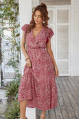 Julia Floral Summer V-Neck Wrap Dress Dresses Claire & Clara