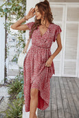 Julia Floral Summer V-Neck Wrap Dress Dresses Claire & Clara