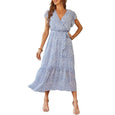 Julia Floral Summer V-Neck Wrap Dress Dresses Claire & Clara Light Blue S