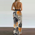 Khloe Straps V-Neck Open Back One-Piece Trousers Set Claire & Clara