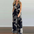 Khloe Straps V-Neck Open Back One-Piece Trousers Set Claire & Clara Black US 4