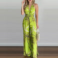 Khloe Straps V-Neck Open Back One-Piece Trousers Set Claire & Clara Green US 4