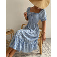 Kira Plaid Square Neck Midi Dress Dresses Claire & Clara