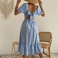Kira Plaid Square Neck Midi Dress Dresses Claire & Clara