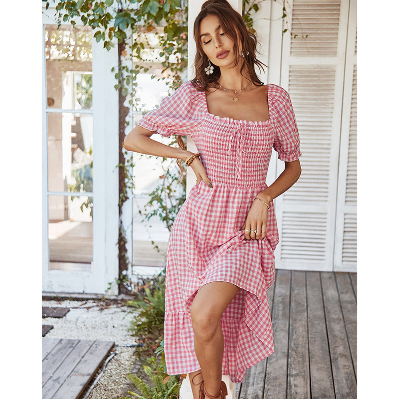 Kira Plaid Square Neck Midi Dress Dresses Claire & Clara