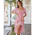 Kira Plaid Square Neck Midi Dress Dresses Claire & Clara