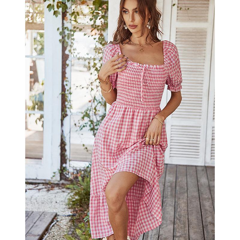 Kira Plaid Square Neck Midi Dress Dresses Claire & Clara